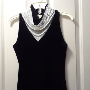 Long black velvet dress